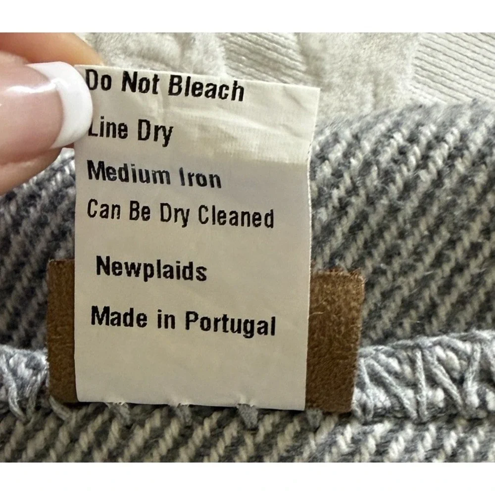 Roca Home Blanket 66x90 Gray Herringbone Cotton Blend Made Portugal Newplaid